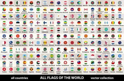 Vector collection of all flags of the world in circular design Stock Illustration