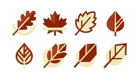 Vector of Collection of autumn leaves vector icons Stock Illustration