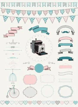 Vector collection of  banners, ribbons and frames Stock Illustration