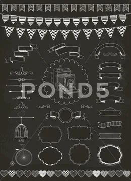 Vector collection of banners, ribbons and frames Stock Illustration