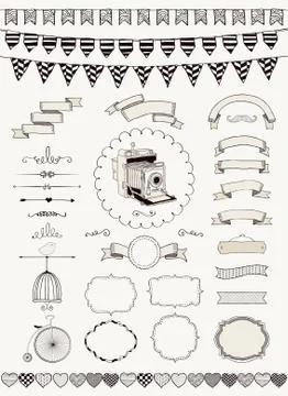 Vector collection of  banners, ribbons and frames Stock Illustration