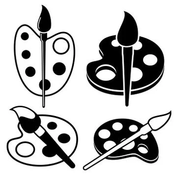 Vector collection of black and white palette icons Stock Illustration