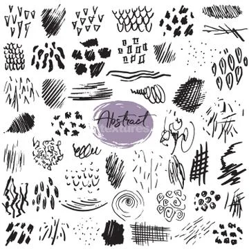 Vector collection of black ink abstract textures. Stock Illustration