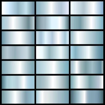 Vector collection of blue silver metall gradients Stock Illustration
