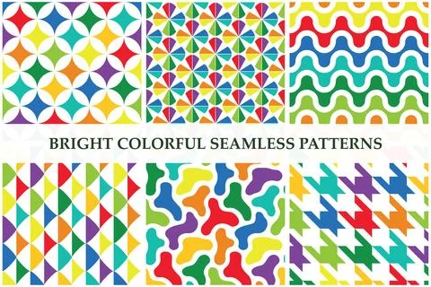 Vector collection of bright colorful seamless patterns. Modern geometric Stock Illustration