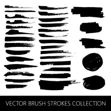 Vector collection of brush strokes and marker stains Stock Illustration