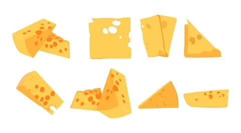 Vector collection of cheese slice illustrations Stock Illustration