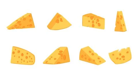 Vector collection of cheese slice illustrations Stock Illustration