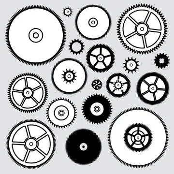 Vector collection of clock gears Stock Illustration