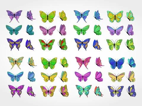 Vector collection of colored butterflies Illustrazione stock