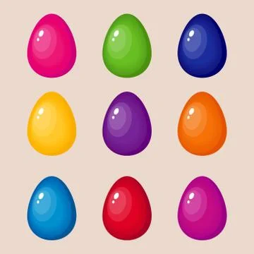 Vector collection of colored glossy easter eggs Stock Illustration