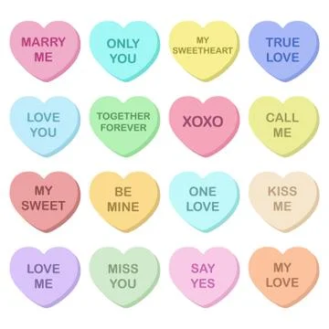 Vector collection of colored valentines hearts on white background Stock Illustration