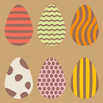 Vector Collection of colorful Easter eggs Set of pictures with ornaments in.. Illustrazione stock