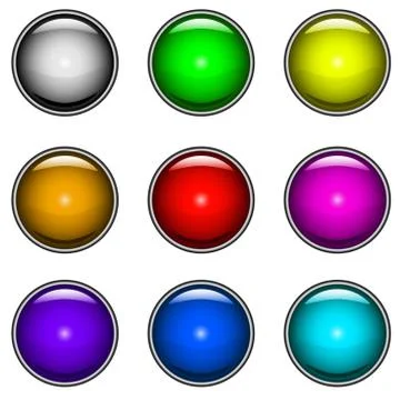 Vector collection of colorful glossy buttons for web design. Stock Illustration