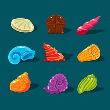 Vector Collection of Colorful Shells Stock Illustration