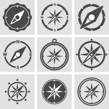 Vector collection of compass icons Stock Illustration