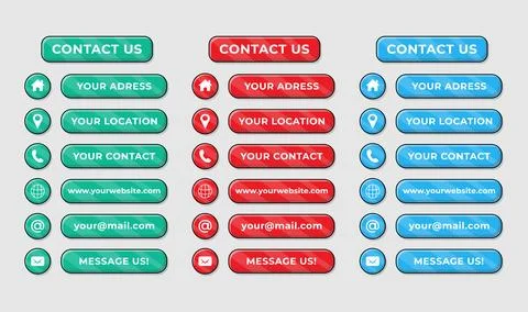 Vector Collection of Contact Buttons Isolated Flat Design Stock Illustration