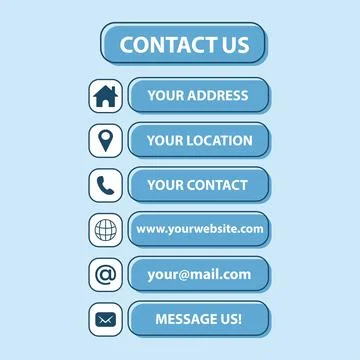 Vector Collection of Contact Buttons Isolated Flat Design Stock Illustration