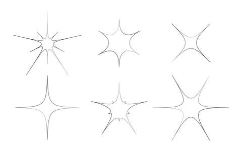 Vector collection of contour black and white flares. Flashes and glitter for Stock Illustration