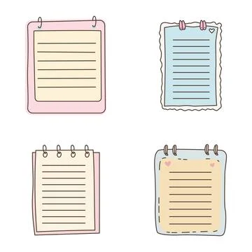 Vector Collection of Cute Pastel Empty Line Note Paper Page Sheet Stock Illustration