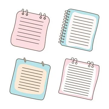 Vector Collection of Cute Pastel Empty Line Note Paper Page Sheet Stockillustratie
