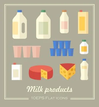 Vector collection of dairy products Stock Illustration