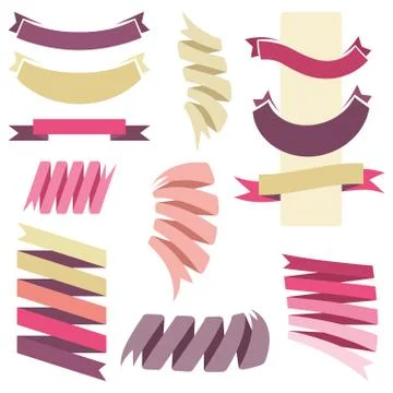 Vector collection of decorative design elements - multicolored retro scroll r Stock Illustration