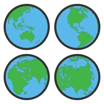 Vector collection of earth globe flat symbols or icons Stock Illustration