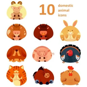 Vector collection of farm animals Illustrazione stock