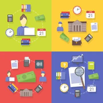 Vector collection of flat and colorful business and finance concepts. イラスト素材