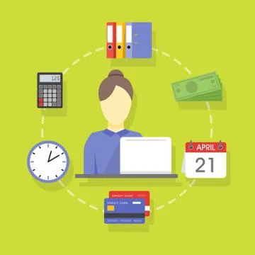 Vector collection of flat and colorful business and finance concepts accoun.. 库存插图