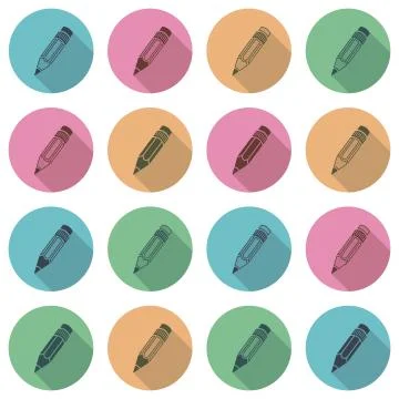 Vector collection of flat school pencil icons Stock Illustration