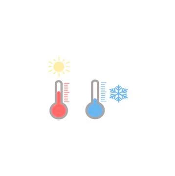 Vector collection of flat weather forecast icons - thermometers Stock Illustration