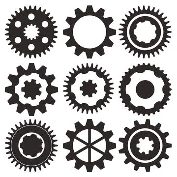 Vector collection of gear wheels Stock Photos