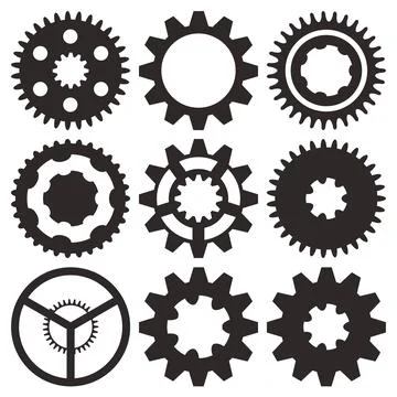 Vector collection of gear wheels Stock Photos