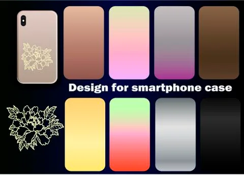 Vector collection gradient prints with flower for smartphone Stock Illustration