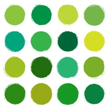 Vector collection of green grunge colored spots Stock Illustration