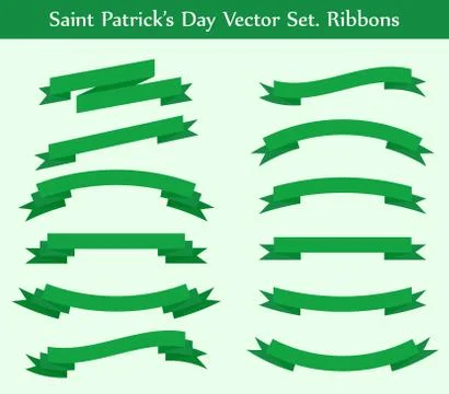 Vector collection: green ribbons Stock Illustration