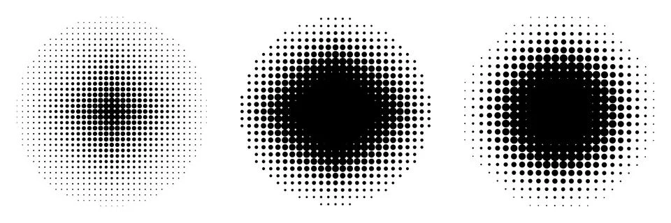 Vector collection of halftone effects on white background Stock Illustration