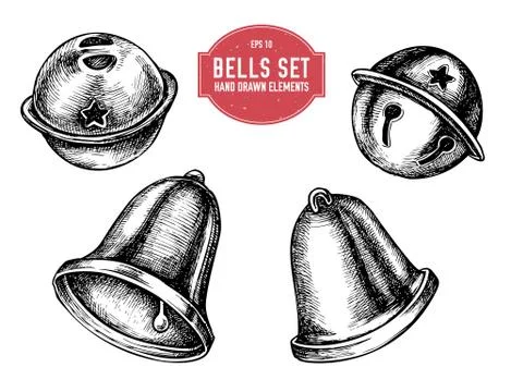 Vector collection of hand drawn bells Stock Illustration