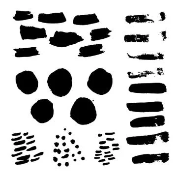 Vector collection of hand-drawn elements: drops, lines, splashes, points Stock Illustration