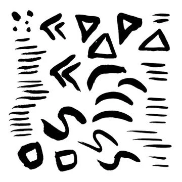 Vector collection of hand-drawn elements: drops, lines, splashes, points Stock Illustration