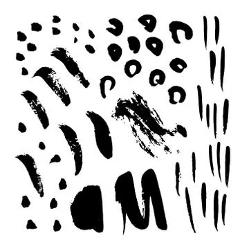 Vector collection of hand-drawn elements: drops, lines, splashes, points Stock Illustration