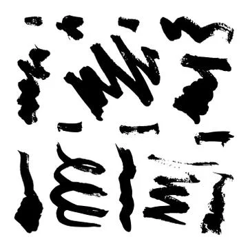 Vector collection of hand-drawn elements: drops, lines, splashes, points Stock Illustration