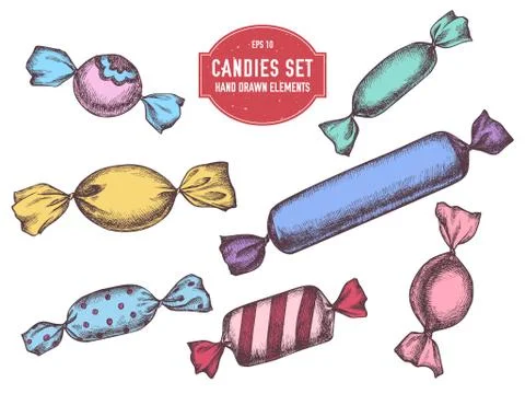 Vector collection of hand drawn sweets Stock Illustration
