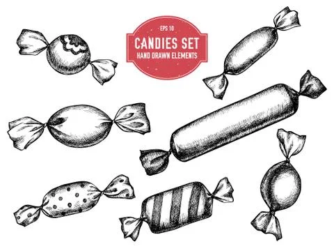 Vector collection of hand drawn sweets Stock Illustration
