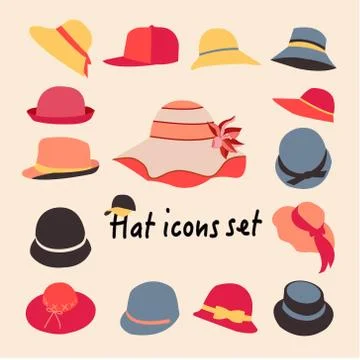 Vector collection of hats for men and women Illustrazione stock