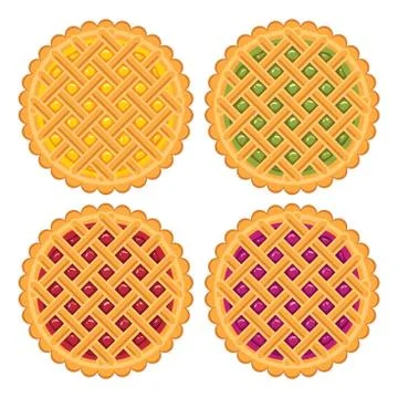 Vector collection of homemade fruit and berry pies Stock Illustration