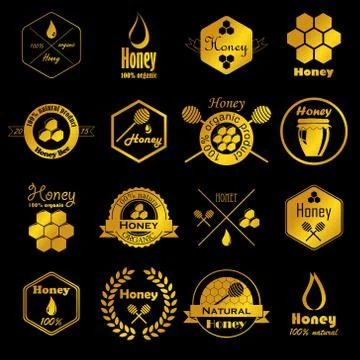 Vector collection of honey badges Stock Illustration