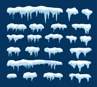 Vector collection of icicles and snow Stock Illustration